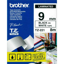 Brother PTTZ221 TZ221 Laminated P-touch Labelling Tape (9mm)
